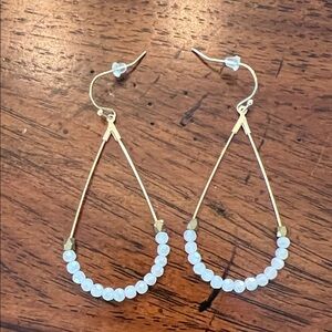 Elegant Gold and White Beaded Earrings